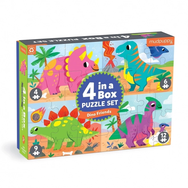 Set di puzzle dinosauri 4 in 1