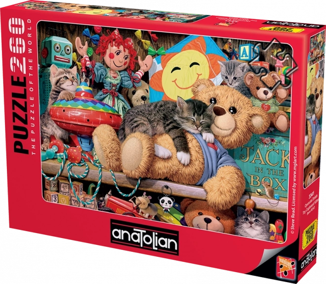 Puzzle Anatolian Kitten su Scaffale con Giocattoli 260 Pezzi