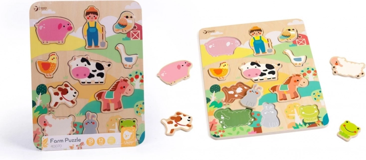 Classic World puzzle in legno fattoria – abbina gli animali