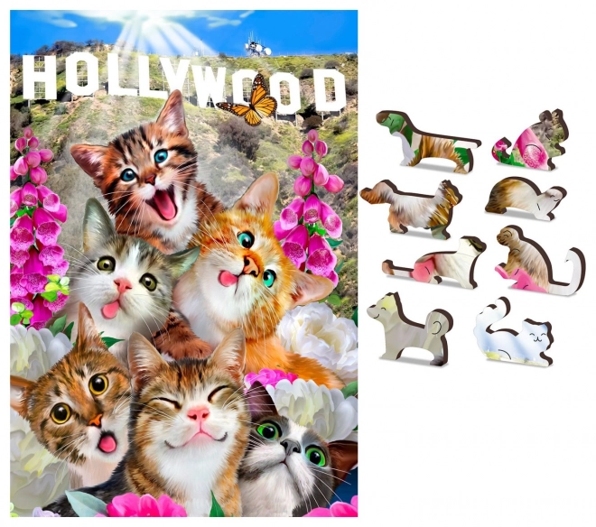 Puzzle in legno Gattini a Hollywood 2-in-1