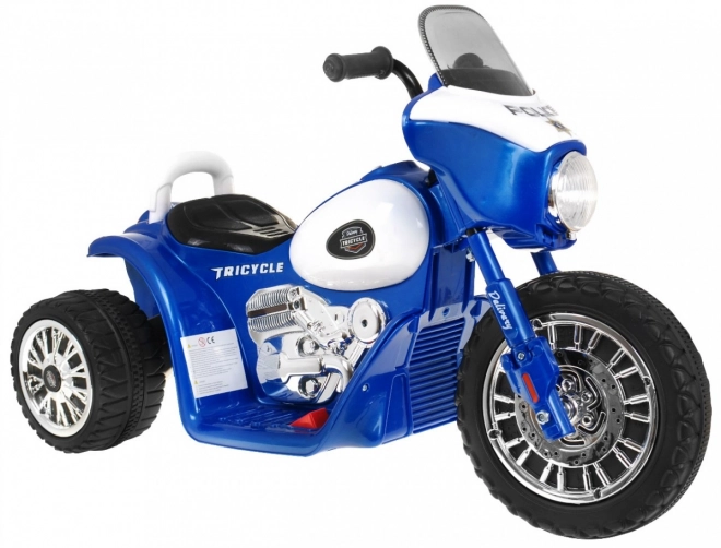 Moto elettrico Chopper a 3 ruote con luci LED e suoni blu per bambini