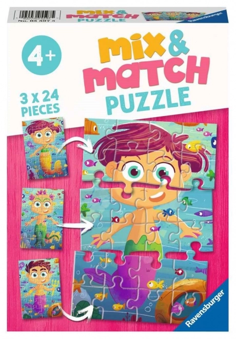 Puzzle Mix&Match: Sirene e Mostri Marini 3x24 Pezzi