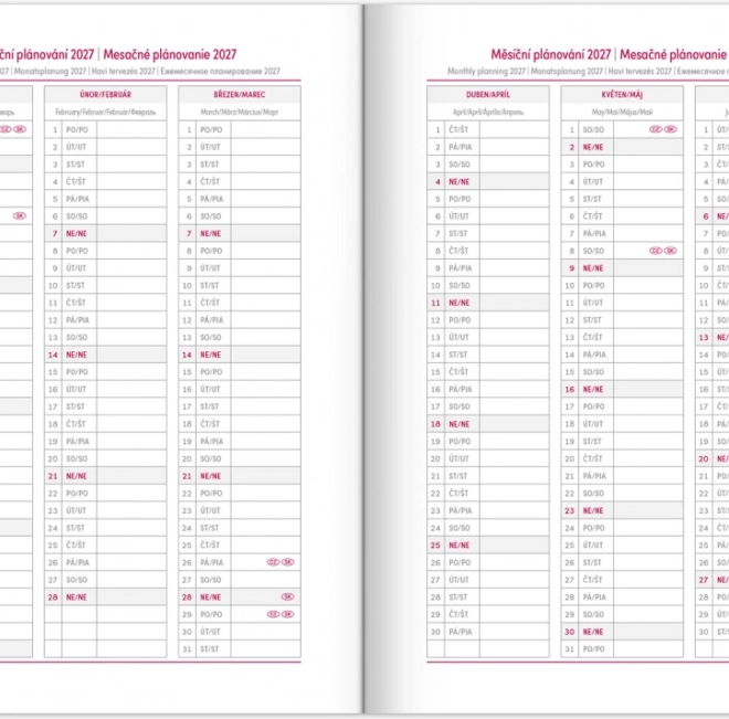 Agenda settimanale Balakon 2026 bordeaux 15x21 cm