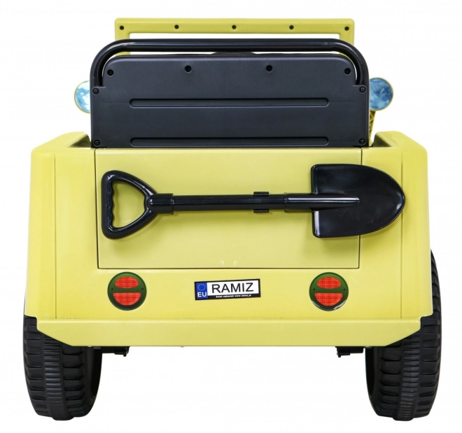 Auto militare retrò per bambini beige + trazione 4x4 + telecomando + 2 portabagagli + avvio lento + MP3 LED