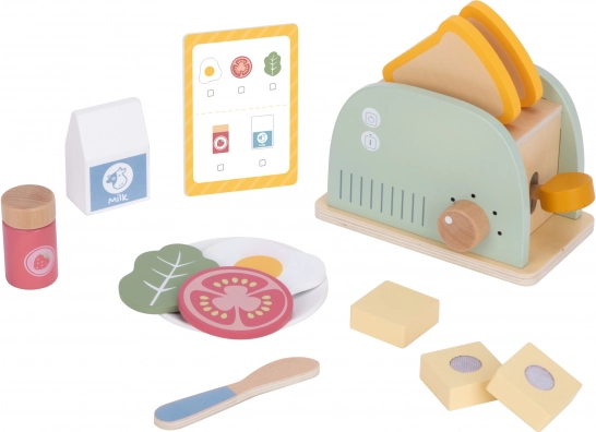 Set colazione tostapane in legno in colori pastello di Tooky Toy