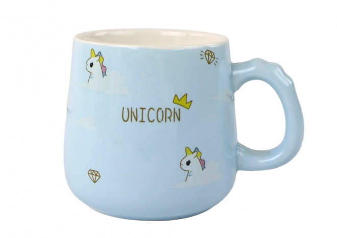 Tazza Unicorno Blu con Coperchio e Cucchiaio