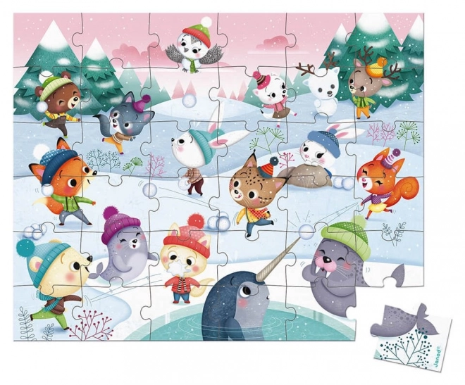 JANOD Puzzle nella valigetta Festa sulla neve 36 pezzi