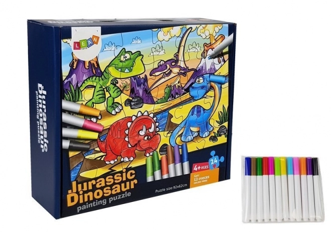 Puzzle da colorare dinosauri con pennarelli