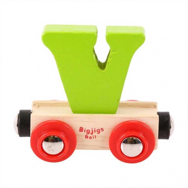 Vagone lettera V in legno Bigjigs Rail