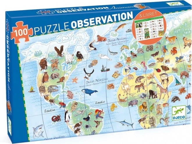 Puzzle DJECO osservazione: animali da tutto il mondo 100 pezzi