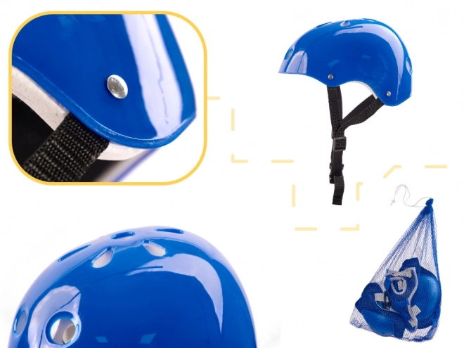 Casco e protezioni regolabili per pattinaggio azzurro