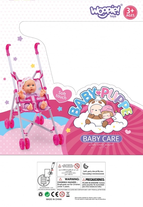 Prima bambola bebè con passeggino e set da alimentazione