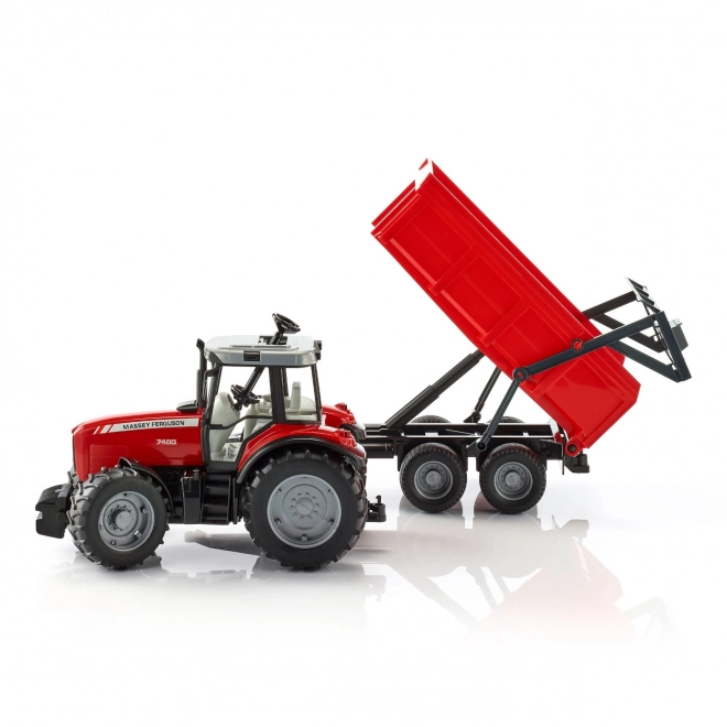 Trattore Bruder Massey Ferguson con rimorchio ribaltabile rosso