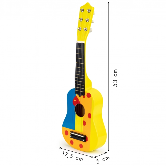 Chitarra per bambini in legno con corde metalliche e plettro - gialla ECOTOYS