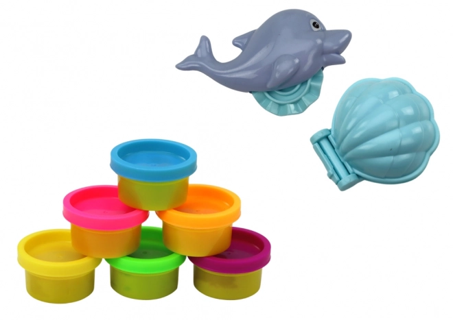 Set di plastilina dinosauro 6 colori con stampini delfino e conchiglia