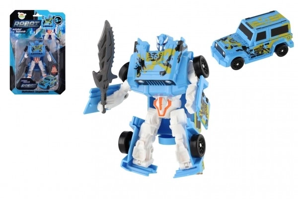 Trasformabile auto/robot blu plastica 14cm