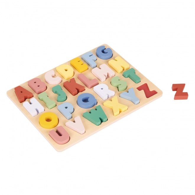 Puzzle in legno con alfabeto colorato