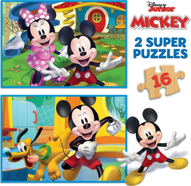 Puzzle in legno Mickey e Minnie 2x16 pezzi