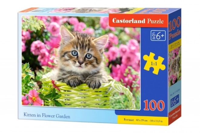 Puzzle 100 pezzi Gattino nel Giardino Fiorito