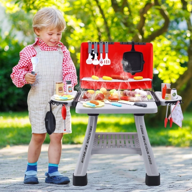 Woopie Barbecue da giardino per bambini interattivo con LED ed effetto vapore, set XL 41 pezzi