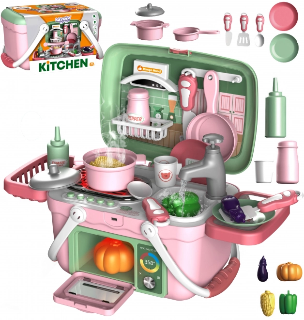Set da Piccolo Chef con Cucina Portatile in Cesta