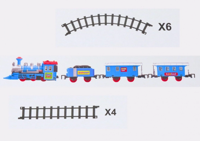 Set treno a batteria con 3 carrozze e effetti luminosi e sonori