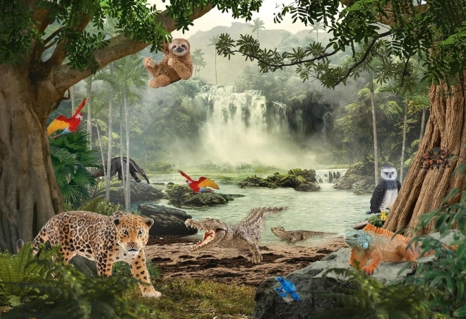 Puzzle ambientato nella giungla con figura Schleich