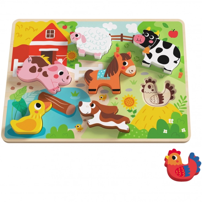 Puzzle in legno di animali della fattoria Montessori di Tooky Toy