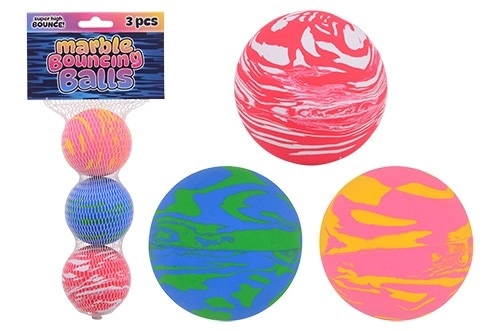 Set di 3 palline rimbalzanti marmorizzate