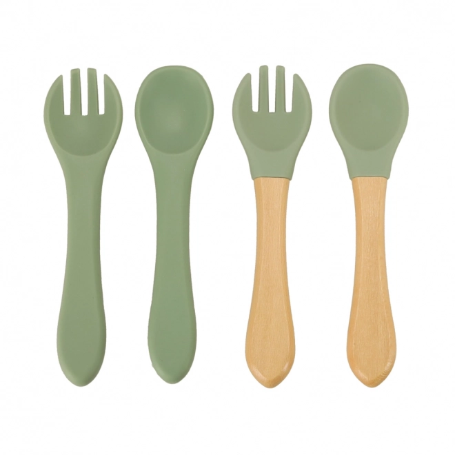 Set piatti in silicone per bambini verde