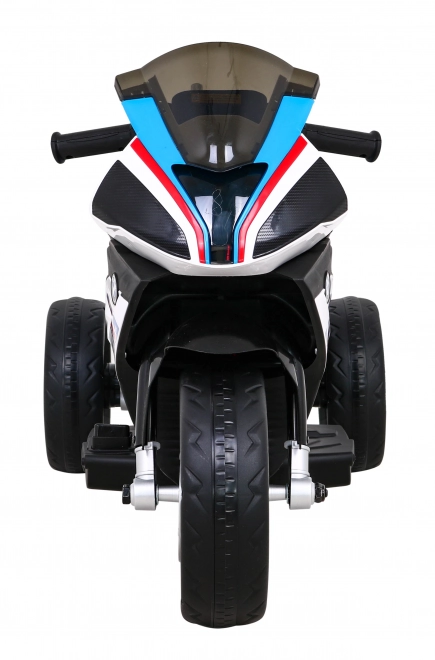 BMW HP4 Motocicletta per bambini a batteria Blu + 3 ruote + LED + MP3 USB + Pelle Eco