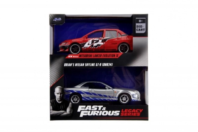 Macchinine da collezione Fast & Furious 2006 Mitsubishi Lancer Evo IX e 2002 Nissan Skyline GTR R34