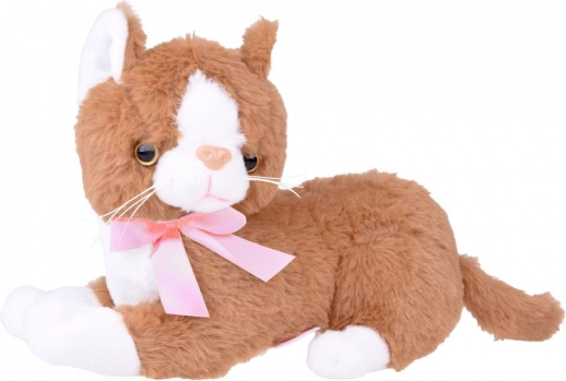 gatto di peluche Flico con fiocco rosa 34 cm