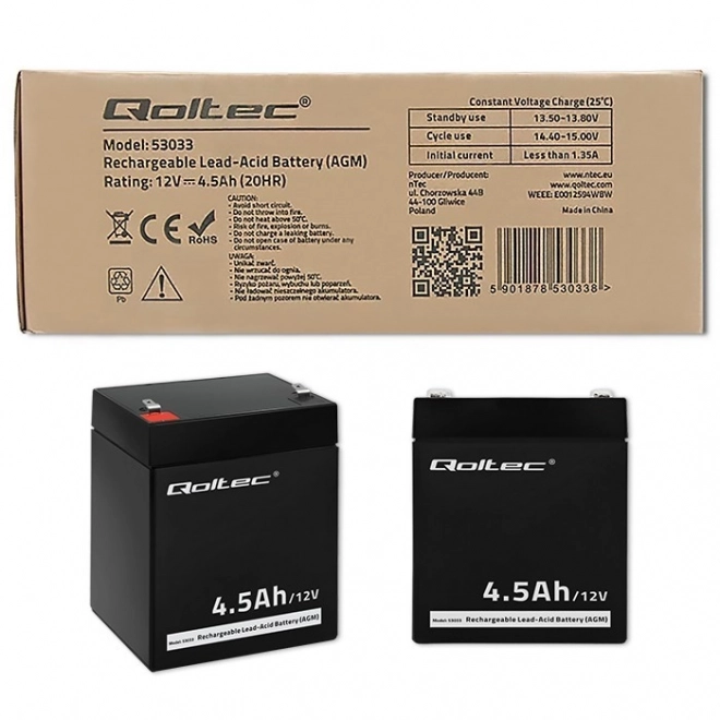 Batteria AGM Qoltec 12V 4.5Ah