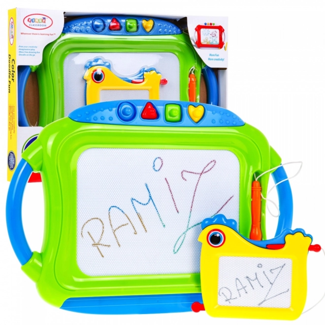 Set di 2 Lavagne Magiche per Bambini 3+ con Disegni Cancellabili e Timbri