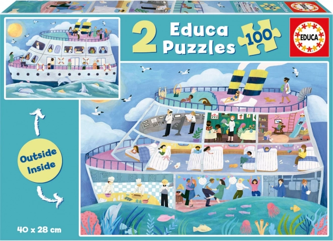 Puzzle EDUCA Dentro e Fuori Nave da Crociera 2x100 pezzi