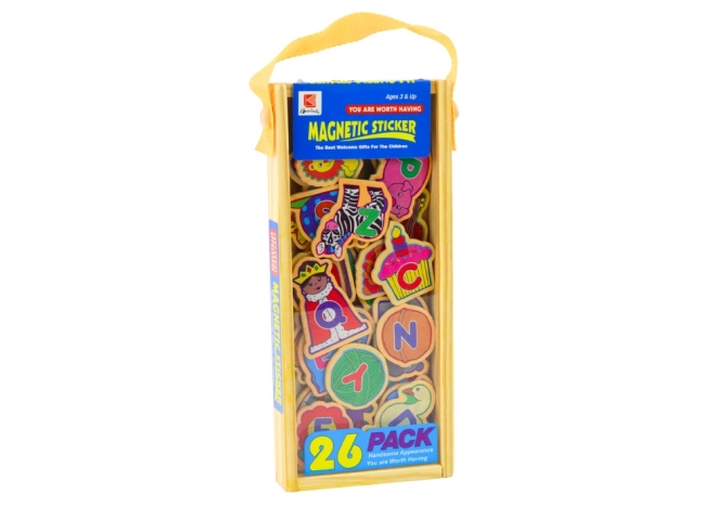 Set magnetico in legno con lettere e immagini di animali e oggetti