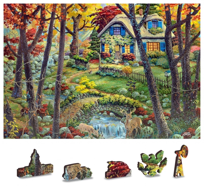 Puzzle in legno Casa nel bosco 2in1