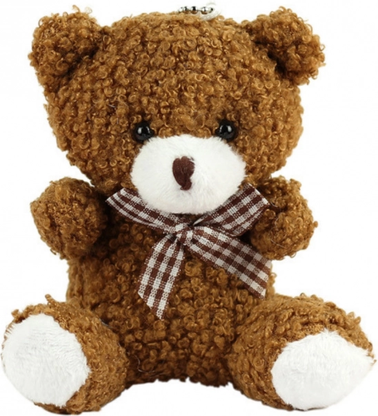 Portachiavi marrone in peluche orso 8 cm
