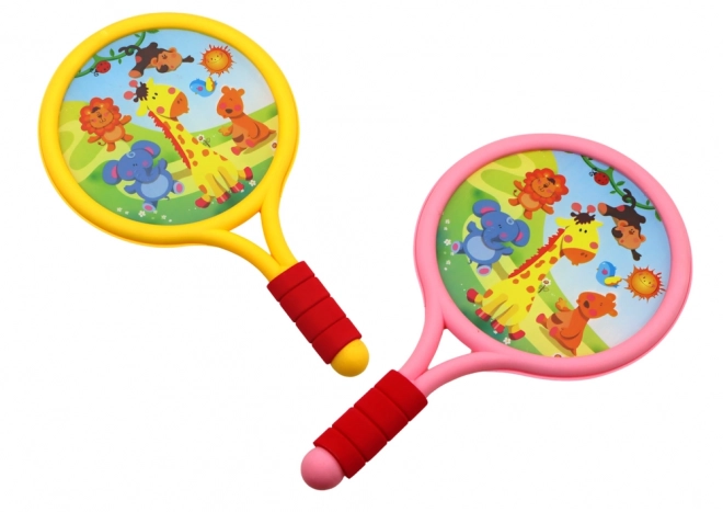 Racchette Badminton Bambini Animali Giallo Rosa