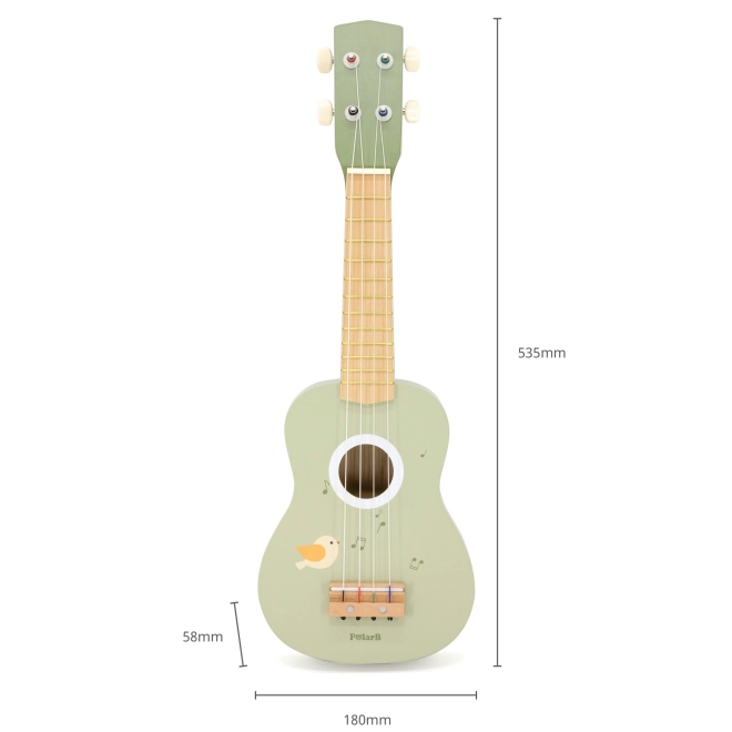 Ukulele in legno per bambini verde con spartiti