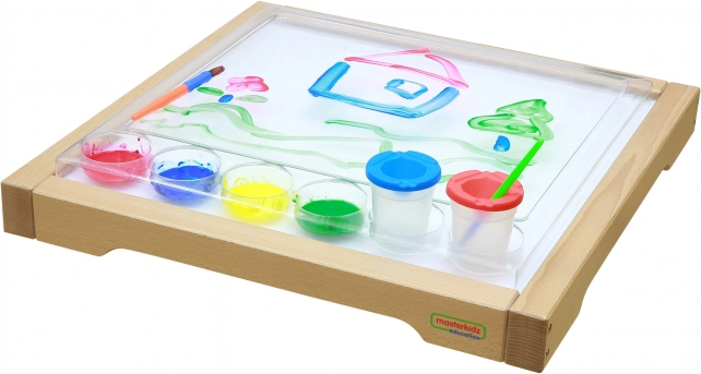 Cornice sensoriale Masterkidz con pannello LED e vassoio trasparente da disegno