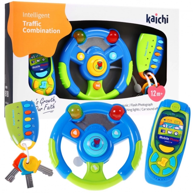 Set interattivo pilota per bambini 3+ con volante, telecomando e telefono