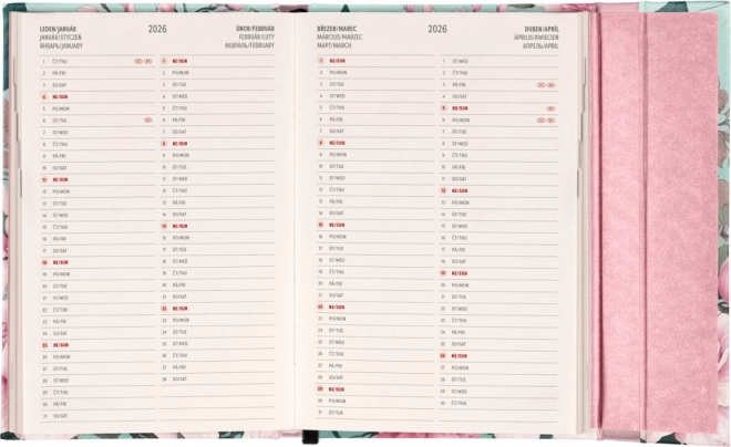 Diario Settimanale Magnetico Fiori Rosa 2025