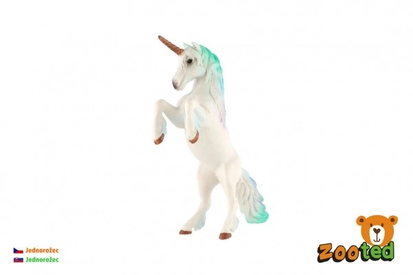 Unicorno Bianco-Blu Zooted in Plastica 18cm in Sacchetto