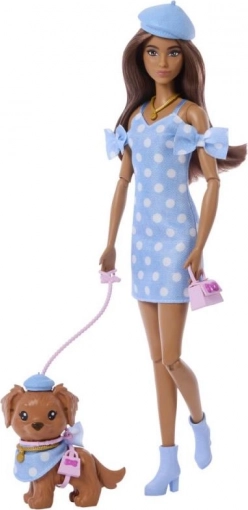 Barbie doppio outfit – bambola a pois con cagnolino e accessori