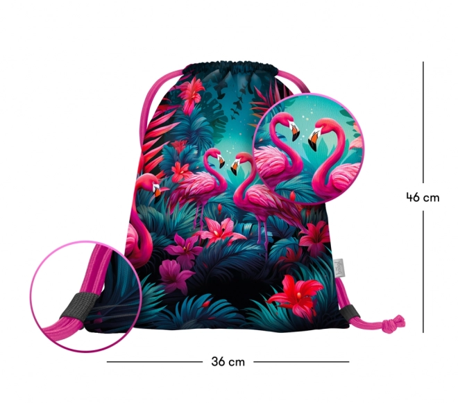 Set scolastico BAAGL con fenicotteri: zaino, astuccio, sacca
