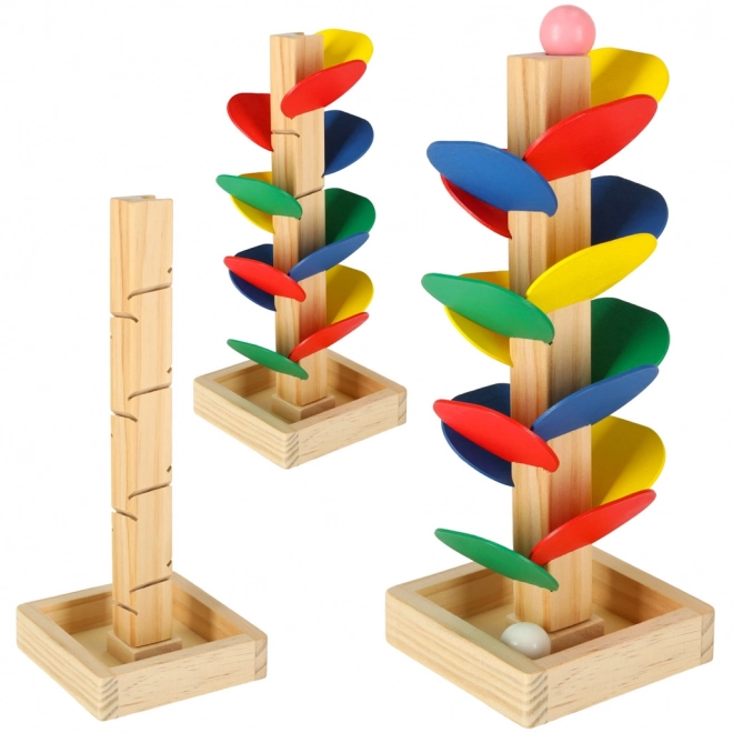 Albero educativo in legno con pista a biglie Montessori