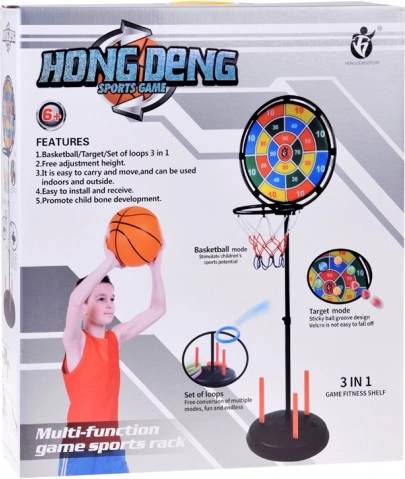 Set sportivo divertente 3 in 1: Canestro da basket e accessori