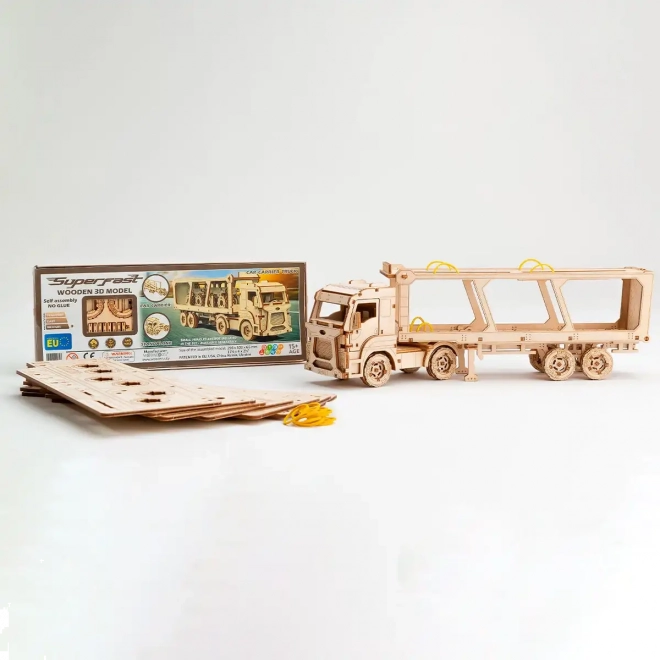 Puzzle 3D in legno Camion trasportatore di auto